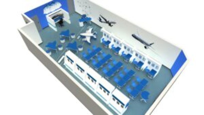 plane themed classroom rendering