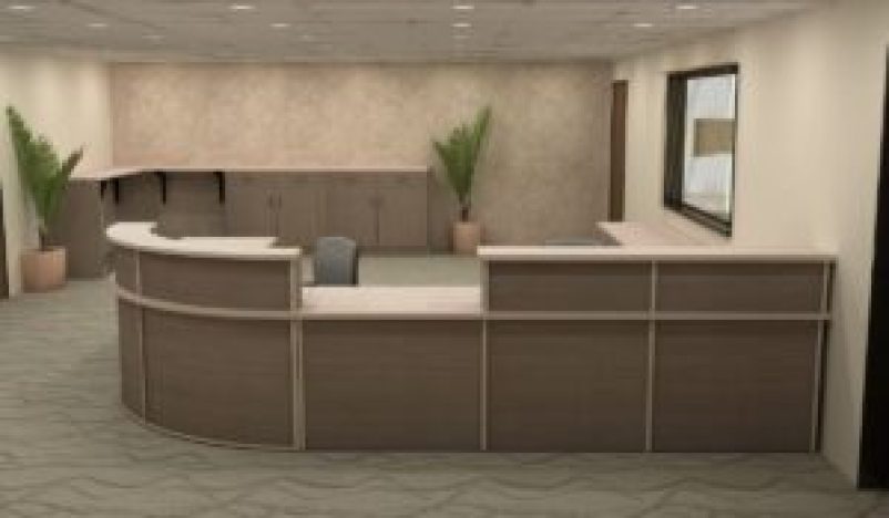 wellness center reception area rendering